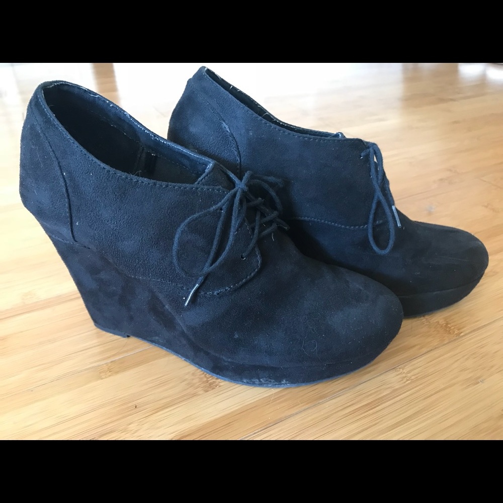 Lace-Up Wedge Booties